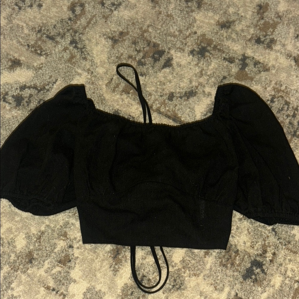 Elegant Black Puff Sleeve Top